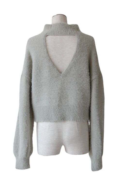 Back open shaggy knit - Light Glay - ESIÓ official