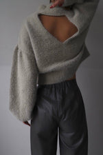 Back open shaggy knit - Light Glay - ESIÓ official