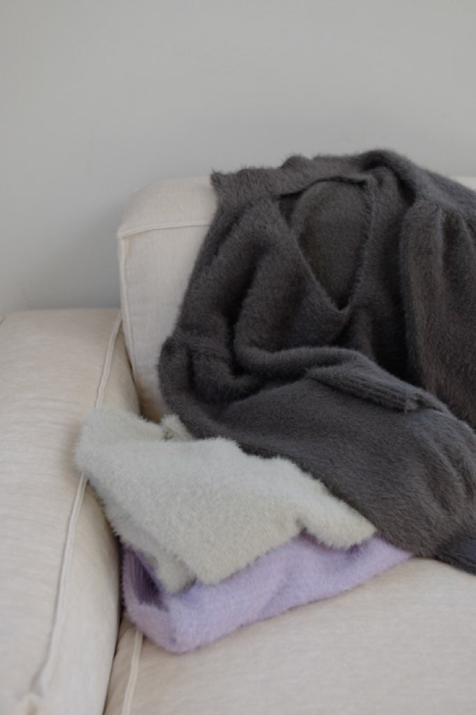 Back open shaggy knit - Light Glay - ESIÓ official