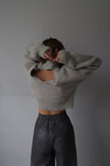 Back open shaggy knit - Light Glay - ESIÓ official