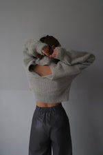 Back open shaggy knit - Light Glay - ESIÓ official