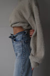 Back open shaggy knit - Light Glay - ESIÓ official