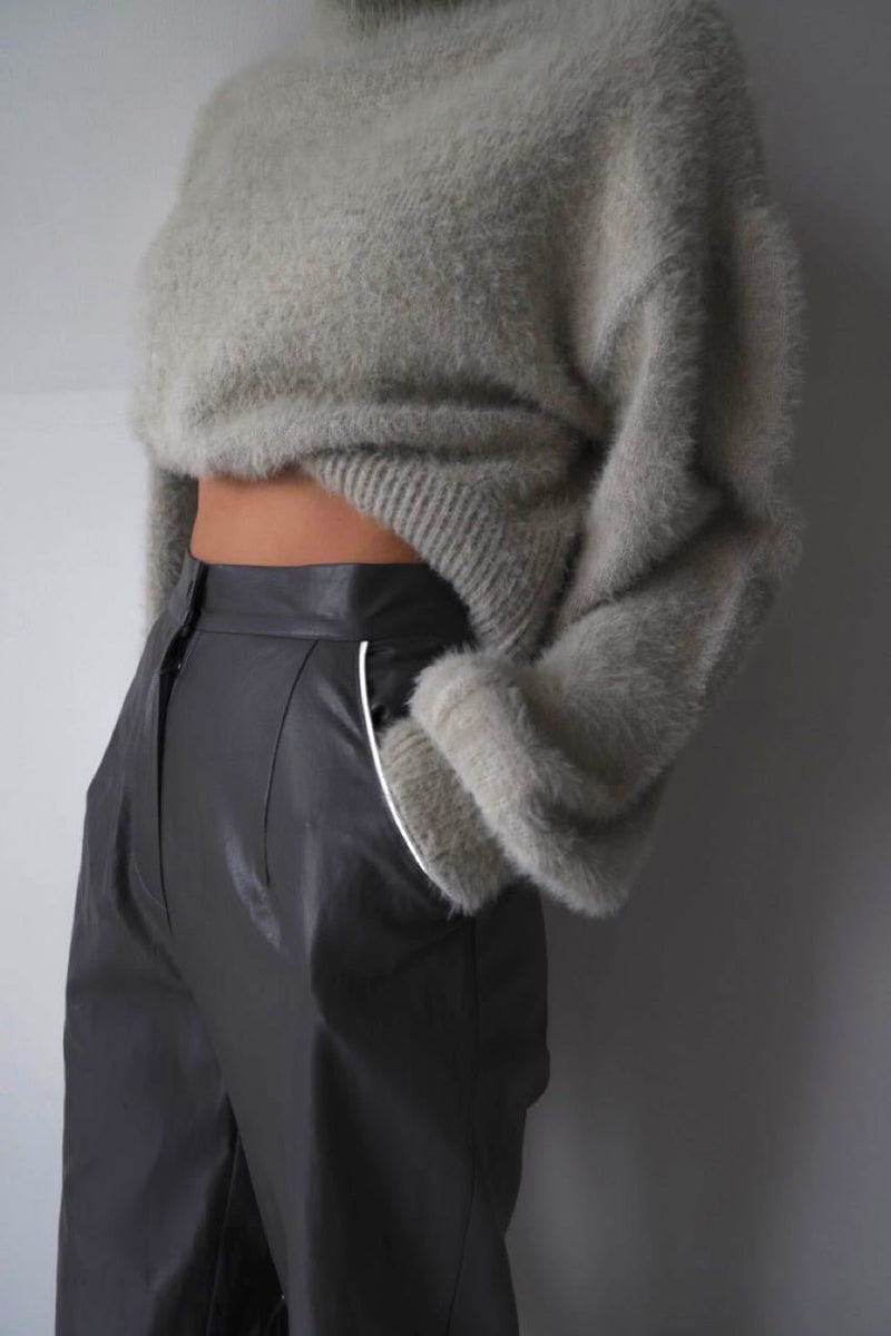 Back open shaggy knit - Light Glay - ESIÓ official