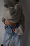 Back open shaggy knit - Light Glay - ESIÓ official