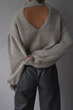 Back open shaggy knit - Light Glay - ESIÓ official